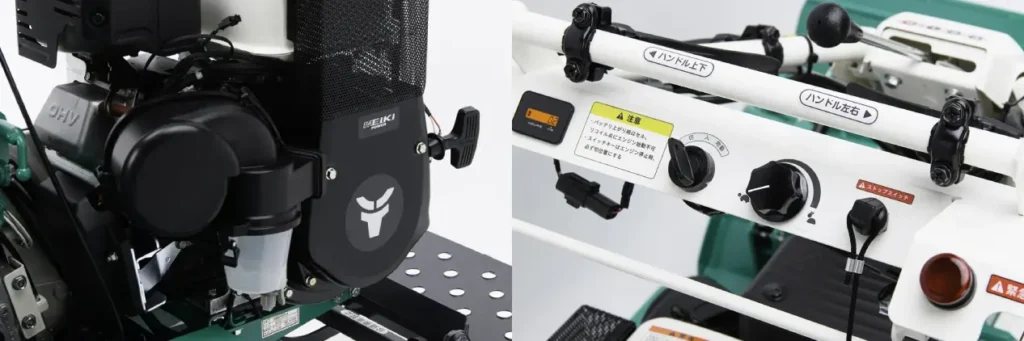 サイクロン式エアクリーナーとハンドルまわりのアワメーター