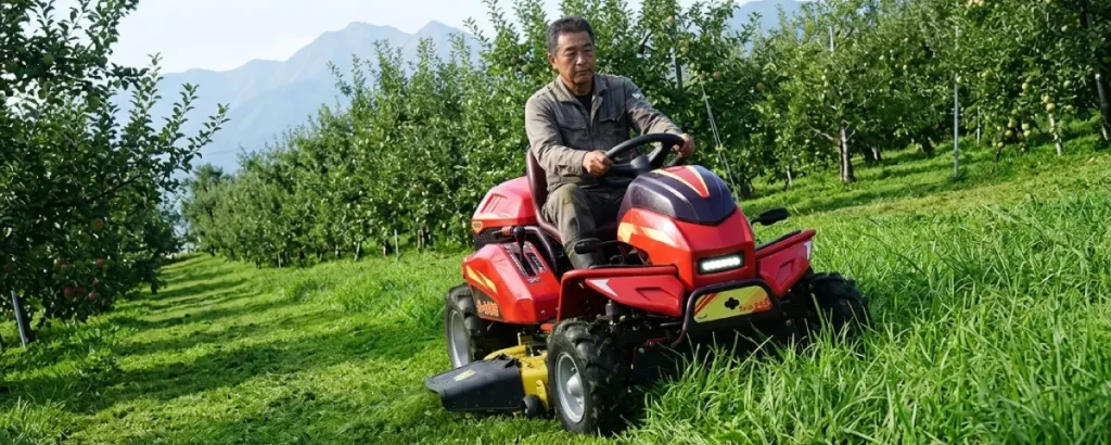 乗用モアの圧倒的な作業スピードイメージ