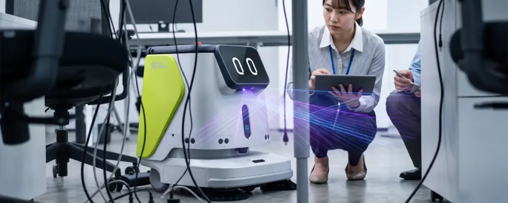 法人向け掃除ロボットの最新テクノロジー。様々なデータを収集するイメージ