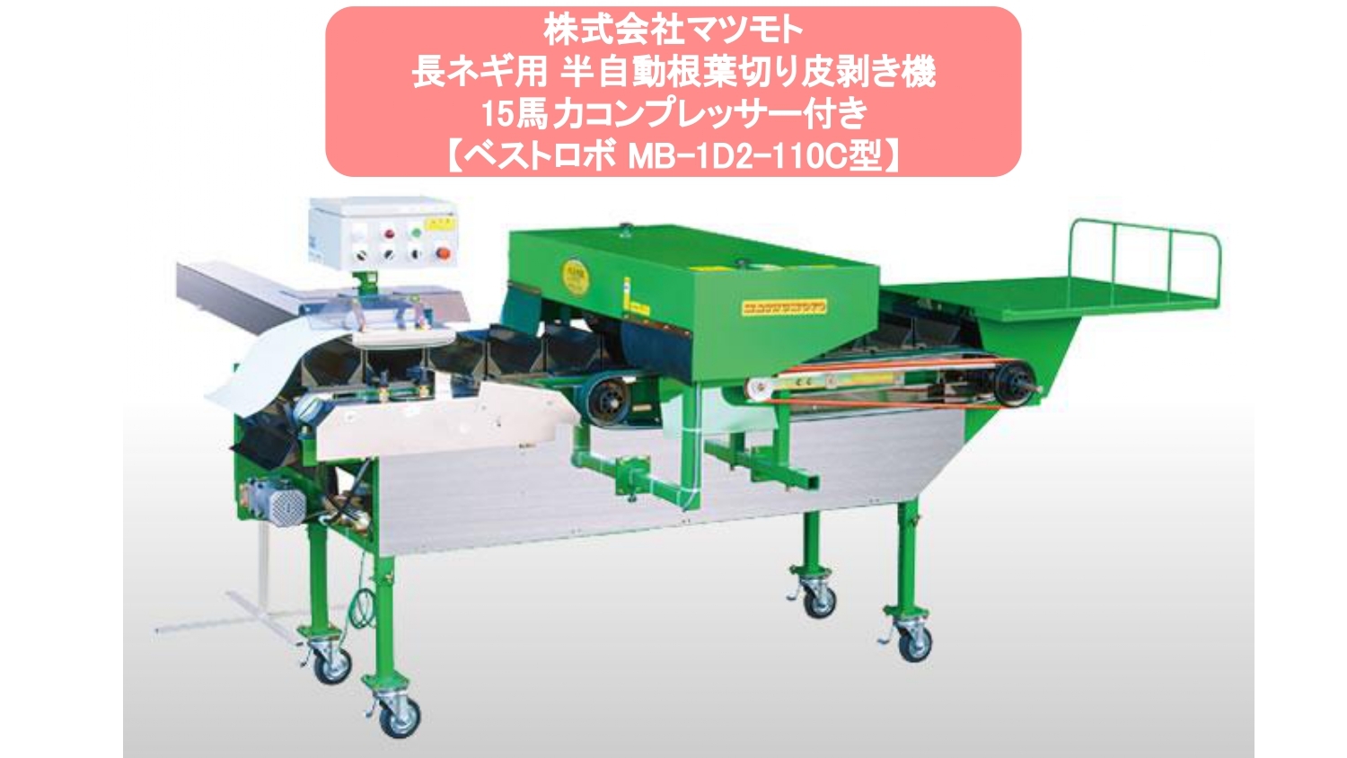 長ネギ根葉切り皮剥き機ベストロボマツモトMB-1D2-110C型