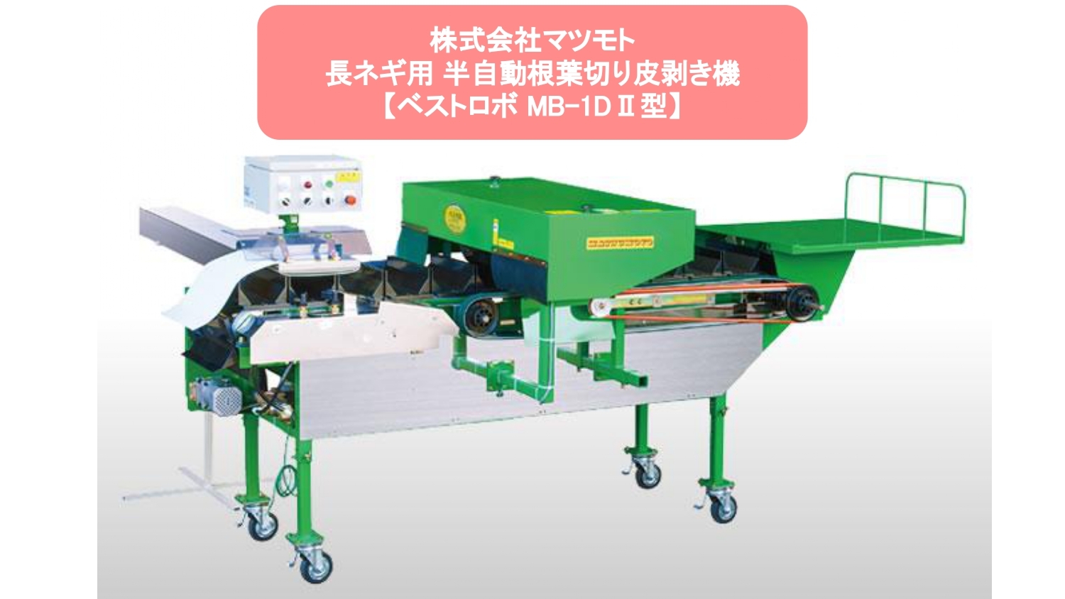 長ネギ根葉切り皮剥き機ベストロボマツモトMB-1D2型